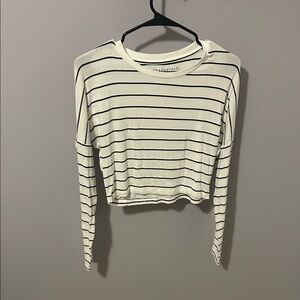 Aeropostale Black and White Striped Long Sleeve Tee